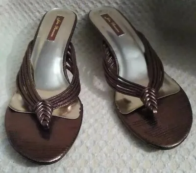 $24.99 • Buy John Romaine Bronze Dress Pump Sandal Shoe Slides Az 10