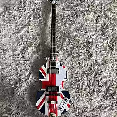 4 String Hollow Body Special Violin Bass Union Jack Jubilee 2 Humbuckers Chrome • $286.19