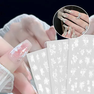 Flower Nail Art Stickers Spring Decals Butterfly Manicure Simple Decoration DIY • $2.19