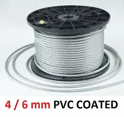 £1.48 • Buy 6mm Steel Wire Rope Metal Cable Rigging Clear PVC Coated Gym Boat Washing Per M