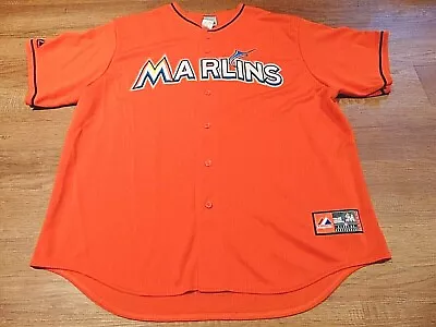 Vintage Majestic Mlb Miami Marlins Jose Reyes Orange Jersey Size 2xl • $55.79