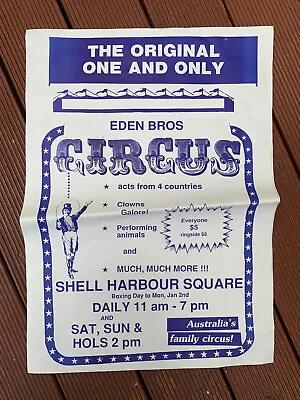 Vintage Australian Poster Eden Bros Circus 1980’s? D1 • $49.99