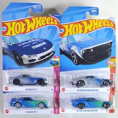 4 Car Falken Tire Lot Blue Green/Silver Blue Mustang Boss 302  &'95 Mazda RX-7  • $14.99