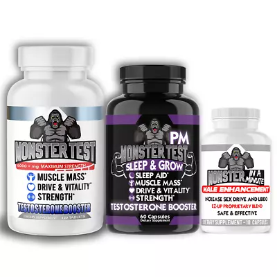 Testosterone Booster Monster Test With Tribulus Terrestris Male Health Fit 3Pk • $27.99