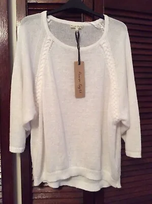£22 • Buy BNWT WHITE, PHASE EIGHT 100% Linen Wendy Cable Knit Jumper, Size M 14/16
