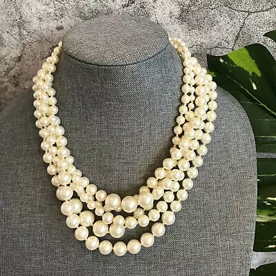 $34.99 • Buy J Crew Factory Multistrand Pearl Necklace 21  2022 Resin Beaded Item L9564