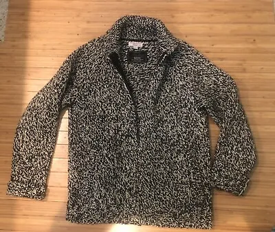 $105 • Buy J. Crew Irish Donegal Wool Full Zip Sweater Black And White Medium