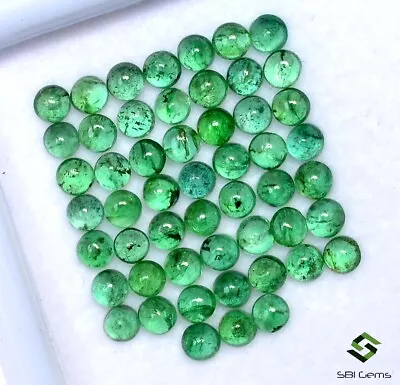 2.64 CTS Natural Emerald Round Cabs 3 Mm Lot 26 Pcs Calibrated Loose Gemstones • $39.99