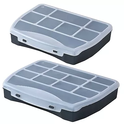 £6.25 • Buy DOMINO DIY Compartment Storage Organiser Screw Case Tool Box Transparent Lid NEW