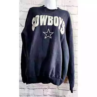 Champion Blue Dallas Cowboys Sweatshirt Large Long Sleeves Crew Neck • $30