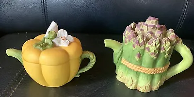 $14.99 • Buy Avon Season Harvest Flower Vegetable Mini Teapot Pumpkin Squash And Asparagus