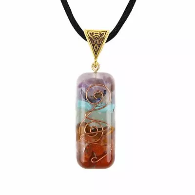 7 Chakra Reiki Healing Yoga Natural Stone Pendant Necklace Unisex Jewellery USA • $6.43