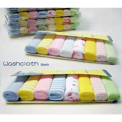 8PCS Baby Washcloths Soft Cotton Towels Infant Bath Feeding Burp Cloth Bib Set • £7.99