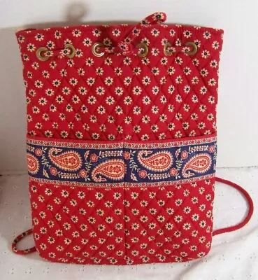 Vintage 2003 Vera Bradley Americana Red Drawstring Back Pack/ Sack Cloth Bag • $18.99