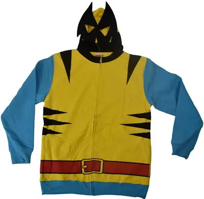 Marvel Comics Mens Wolverine Costume Cosplay Hoodie With Open Eyes In Hood NWT M • $11.99