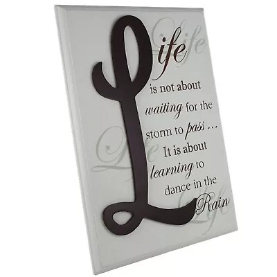 Wall Plaque Life Is Not About Waiting  Dance In The Rain Sign Cream 25cm  F1252 • £9