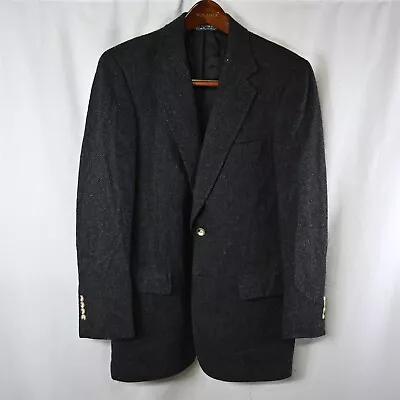 Vtg Austin Reed 36R Gray Herringbone Tweed Wool 2Btn Blazer Jacket Sport Coat • $29.99