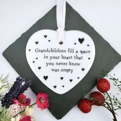 Personalised Porcelain Heart - Grandchildren | Nanny Grandad Keepsake Gift • £8.95