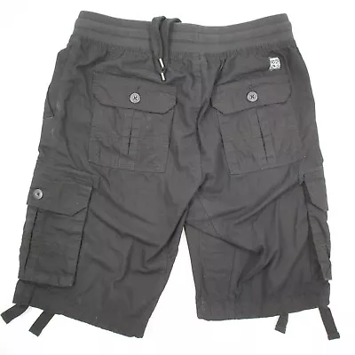 SouthPole Mens CARGO Shorts 30x12 Elastic Knit Waist Black • $23.49