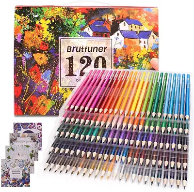 Premium Artist Colouring Pencils - 120 Coloured Pencils Set With Book For Adult • £23.03