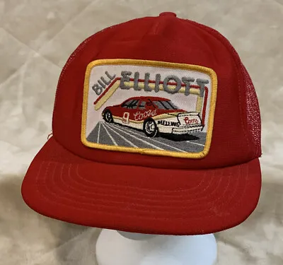 VTG Bill Elliott Coors Melling Red Patch Mesh Trucker Snapback Hat NASCAR USA • $19.99