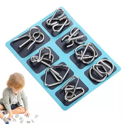 8pcs Set Metal Wire Puzzle Toy Brain Teaser Game Kid Mind IQ Test Ring • $11.49