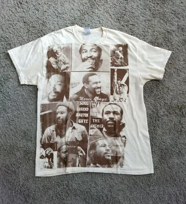 Y2K Marvin Gaye What's Going On Soul Legend T Shirt Green Size L Rare Beige • $90