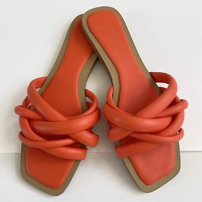 Orange Zara Sandals Slides Size 38/7 Summer Slip0n Shoes • $6.47