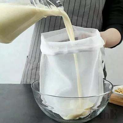 £3.76 • Buy Reusable Nylon Fine Mesh Net Food Strainer Filter Bags For Tea Nut Milk Coffee