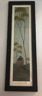 Warren Kimble Folk Art House In Hills Primitive Landscape Framed Print 31.5”x10” • $24.99