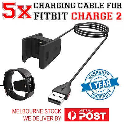 $19.99 • Buy 5 X USB Charger Charging Cable For Fitbit Charge 2 Wristband Fitness Smart Watch