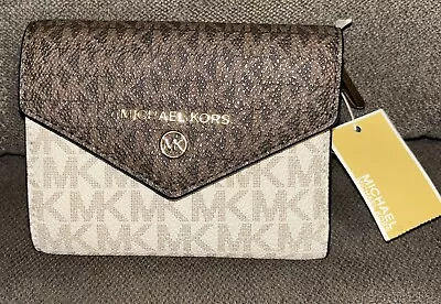 Michael Kors Jet Set Charm Brown Multi Med Envelope Trifold Wallet 👛One Size • $89.99