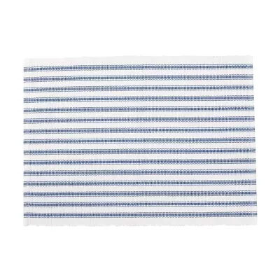 $11.54 • Buy Set Of 2 C&F Blue And White Ticking Stripe Woven Cotton Rectangular Placemats