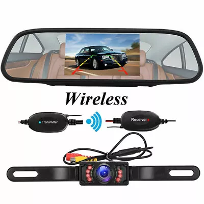 Wireless Backup Camera Rear View HD Parking Night Vision Kit 4.3  Mirror Monitor • $55.99