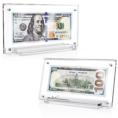 2PC Dollar Bill Frame Holder For Collectors Acrylic Display Case Currency Ticket • $23.74