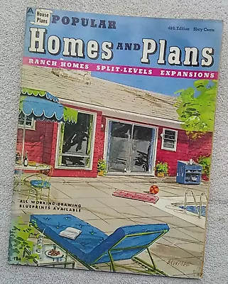 Popular Homes & Plans 1971 Mid Century Modern Architecture House Floor Plan • $35