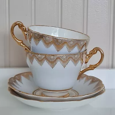 £13.95 • Buy Pair Of Baby Blue Bone China Teacups & Saucers By Regency- Baby Shower- P&P Inc