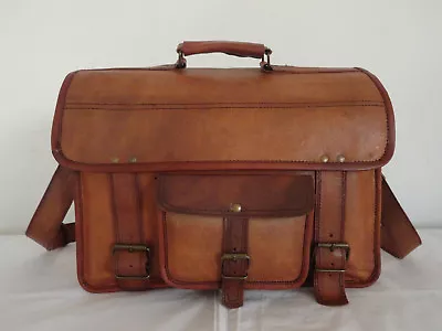 16  Leather Briefcase Convertible Backpack Bag Laptop Satchel Shoulder Messenger • £84.66