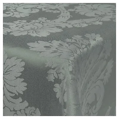 Damask Grey Jacquard Tablecloths Rectangle Oblong Table Cloth Tableware Dining • £8.99