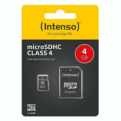4GB Intenso Memory Card Highspeed Mirco SD Micro SDHC Class 4 + SD Adapter • $27.41