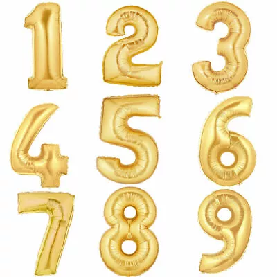 1x 34  Metallic Gold/Silver Foil Number Balloon Birthday Party Decoration Mylar • $1.87