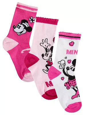 Minnie Mouse 3 Pack Socks Girls Disney Classics 100 Years Multipack Ankle Socks • £8.95