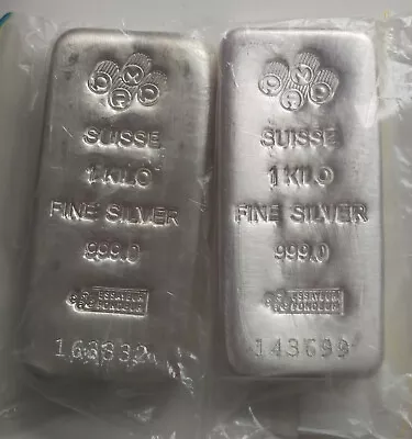 2 X 1kg Genuine Silver Bullions 999.0 (Pamp Suisse) With Certificates • $2800