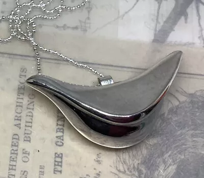 Handmade Signed MH 925 Sterling Cast DOVE Brooch Pendent Necklace 20” 15.5g • $42.27