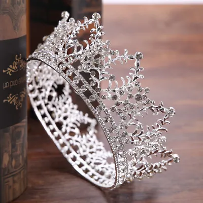 2 Colours Leaves Crystal Queen Crown Wedding Bridal Queen Pageant Prom 5.2  Wide • £17.39