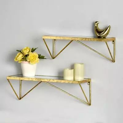 StyleWell Floating Shelf 7.87 X23.62 X7.87  Gold Metal Wall-Mount (Set Of 2) • $64.36