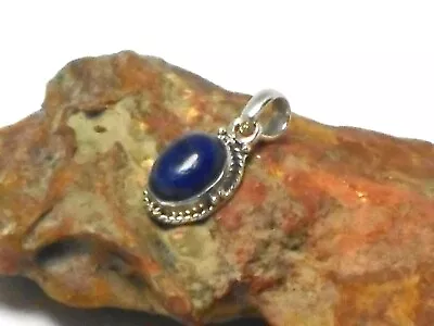 Small Oval Blue Lapis Lazuli  Sterling Silver 925 Gemstone Pendant • $14.99