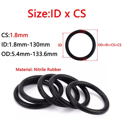 O-Ring Oil Sealing Gasket Nitrile Rubber Black Cross Section 1.8mm Various Sizes • £1.52