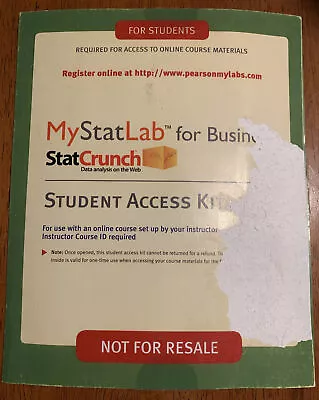 MyStatLab For Business Statistics -- ValuePack Access Card - Opened But Not Used • $18.99