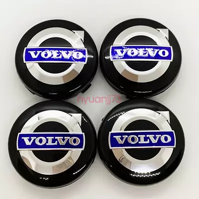 4X64MM Volvo BLACK & BLUE Rim Wheel Center Replacement Caps Emblem Logo 3546923 • $17.47